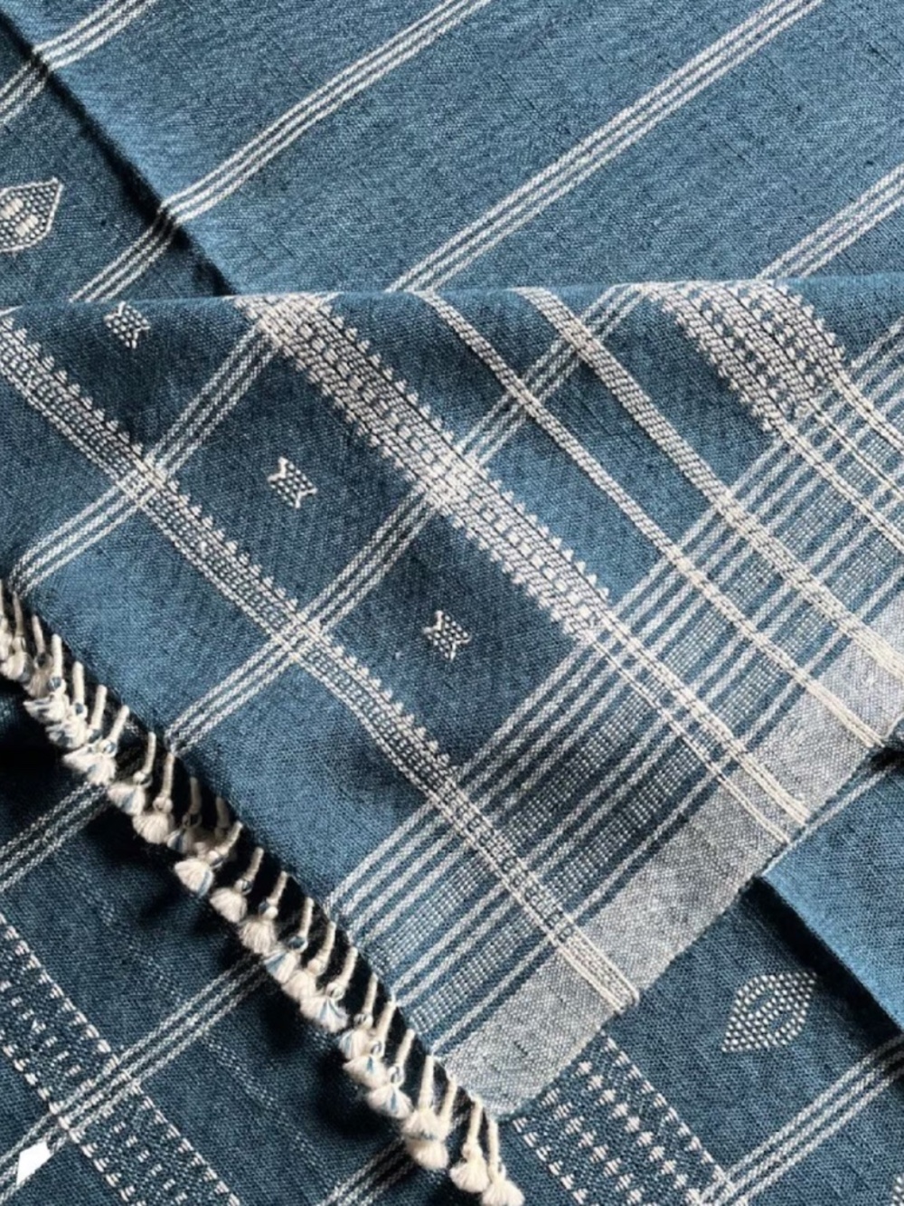 Indian Wool Blanket - New - Blue - Picture 6 of 6